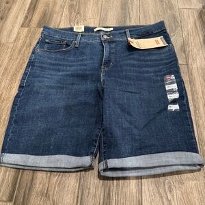 Levi's Dark Blue Denim Cuffed Bermuda Shorts size 16w